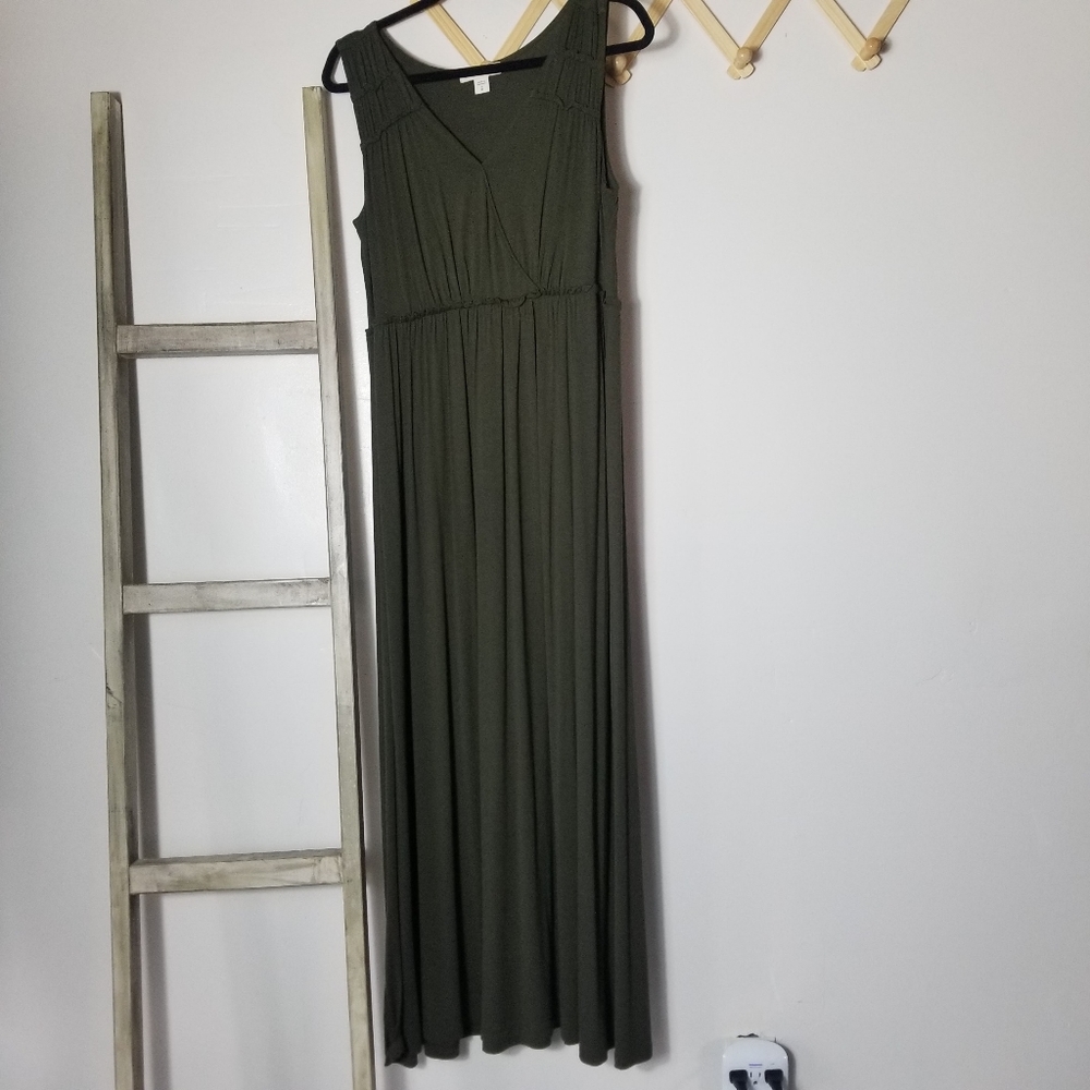 COLDWATER CREEK OLIVE GREEN MAXI DRESS SIZE 8